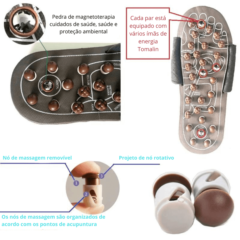Chinelos de acupuntura para massagem nos pés