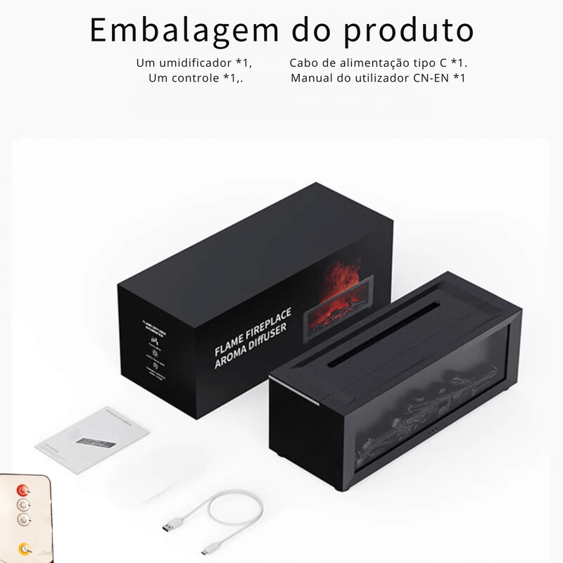 Umidificador e Difusor de ar Lareira, com Desligamento Automático