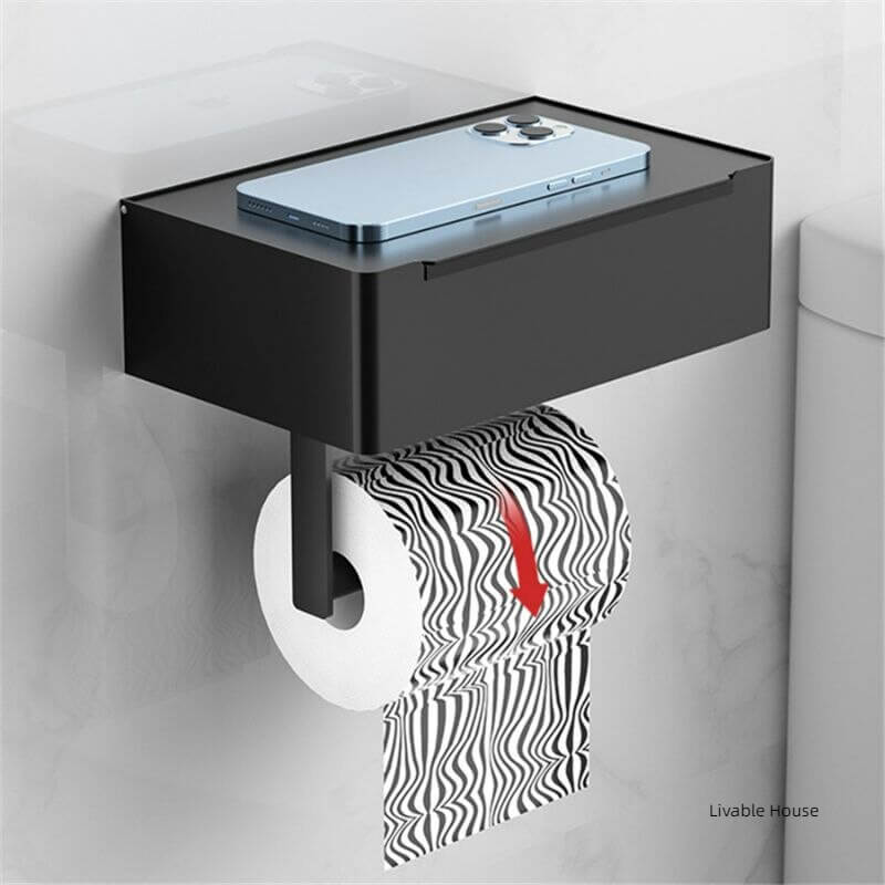 Suporte de papel higiênico com caixa de armazenamento