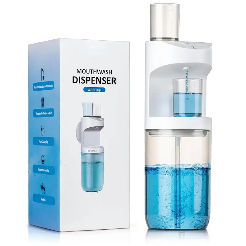 DISPENSADOR AUTOMÁTICO DE ENXAGUANTE BUCAL, ANTI-VAZAMENTOS + 2 COPOS
