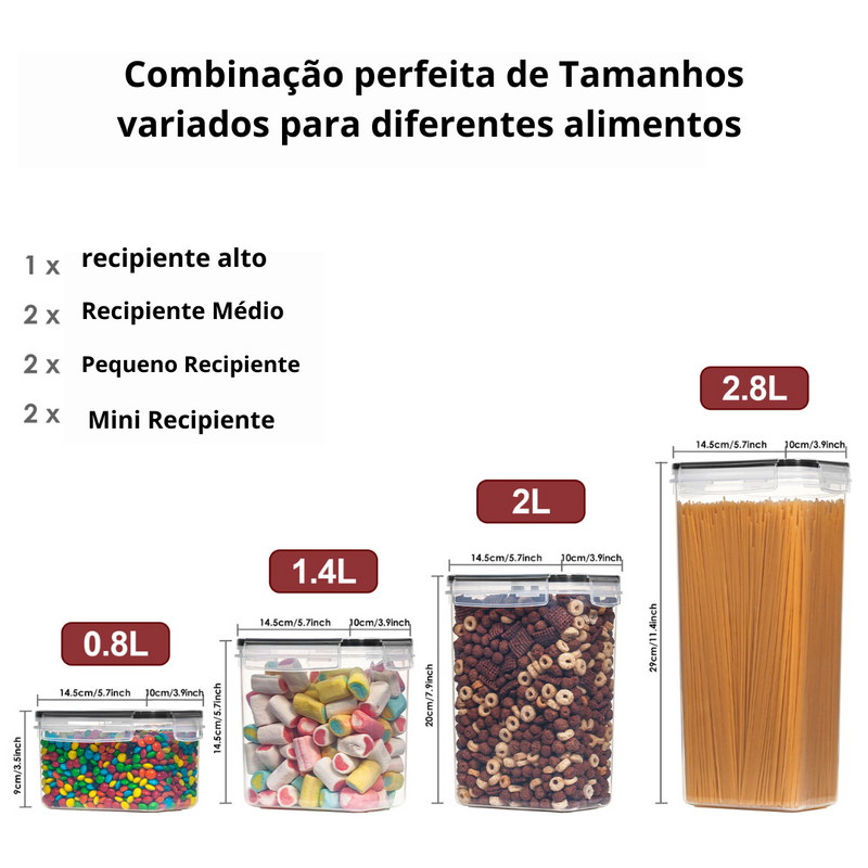 kit de 7 Potes herméticos - conemax