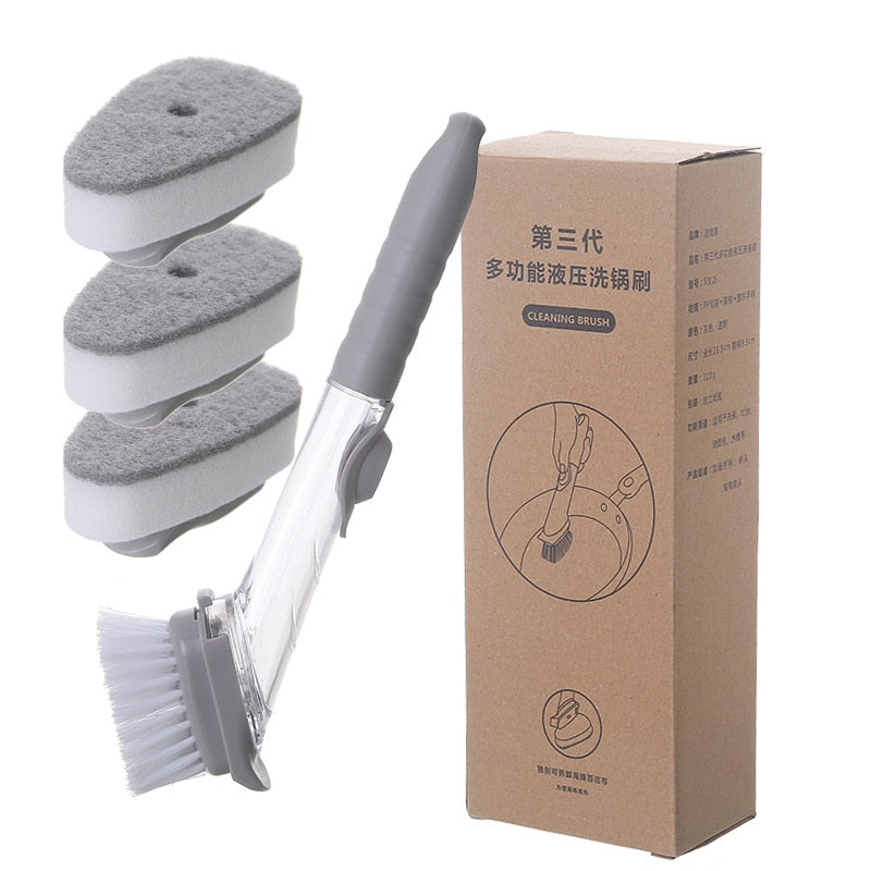 Max Clean 2 em 1 Conjunto de Escova e Esponja com Dispenser para Detergente