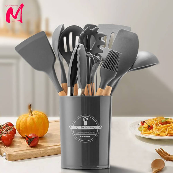 Jogo De Utensílios De Cozinha De Silicone (Kit 12 Peças)