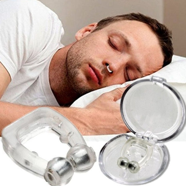Dispositivo magnético antirronco, clipe nasal de silicone anti-ronco, 2/4 peças, apneia do sono, com estojo